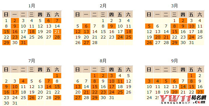 2017年婚道吉日一覽表