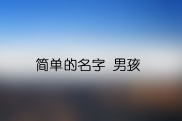 簡(jiǎn)單的名字 男孩